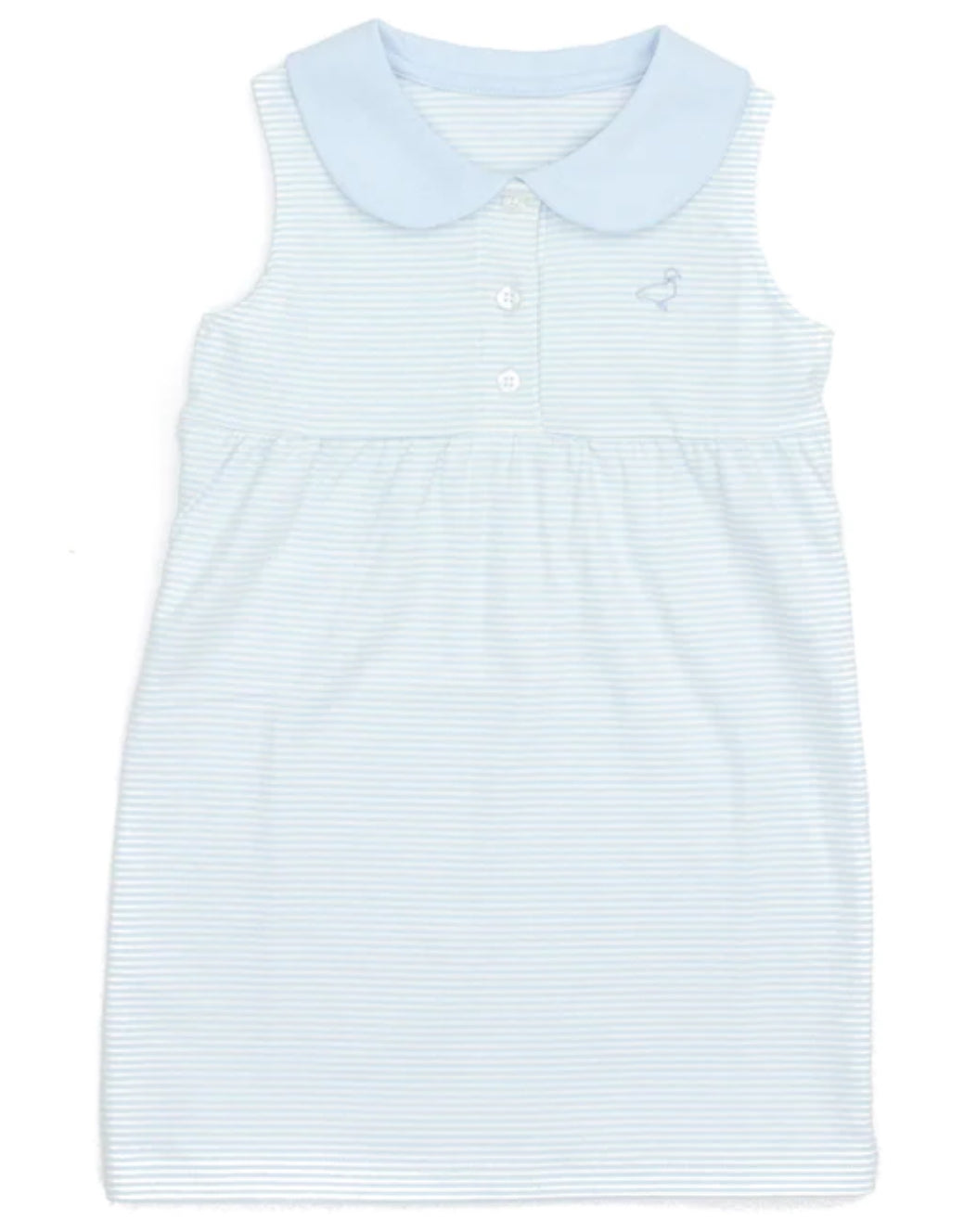 Properly Tied Girls Jackson Dress-Powder Blue Stripe
