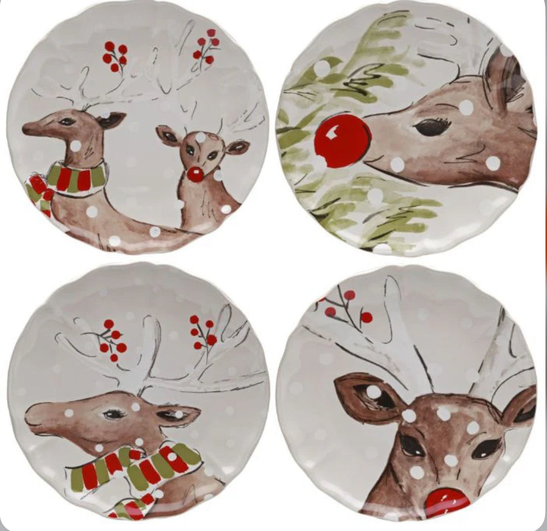 Casafina Deer Friends White Dinner Plates (Set of 4)