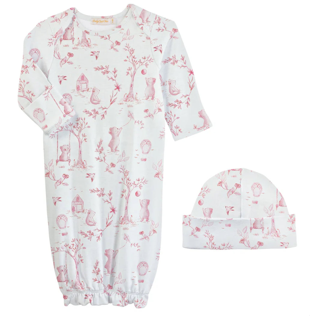 Baby Club Chic Toile de Jouy Printed Gown & Hat