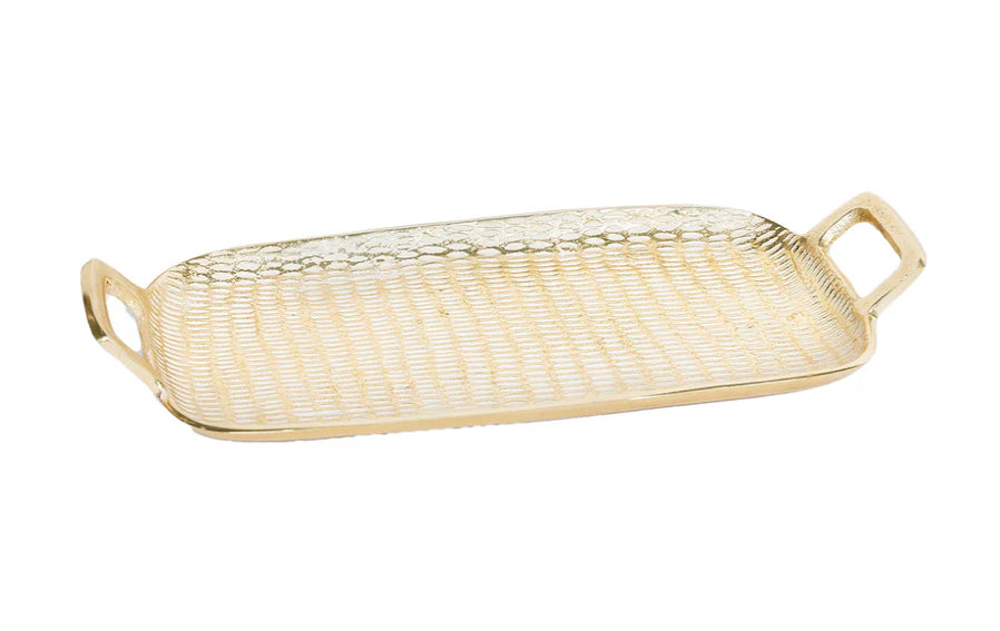 Mary Square Decorative Tray-Gold+White
