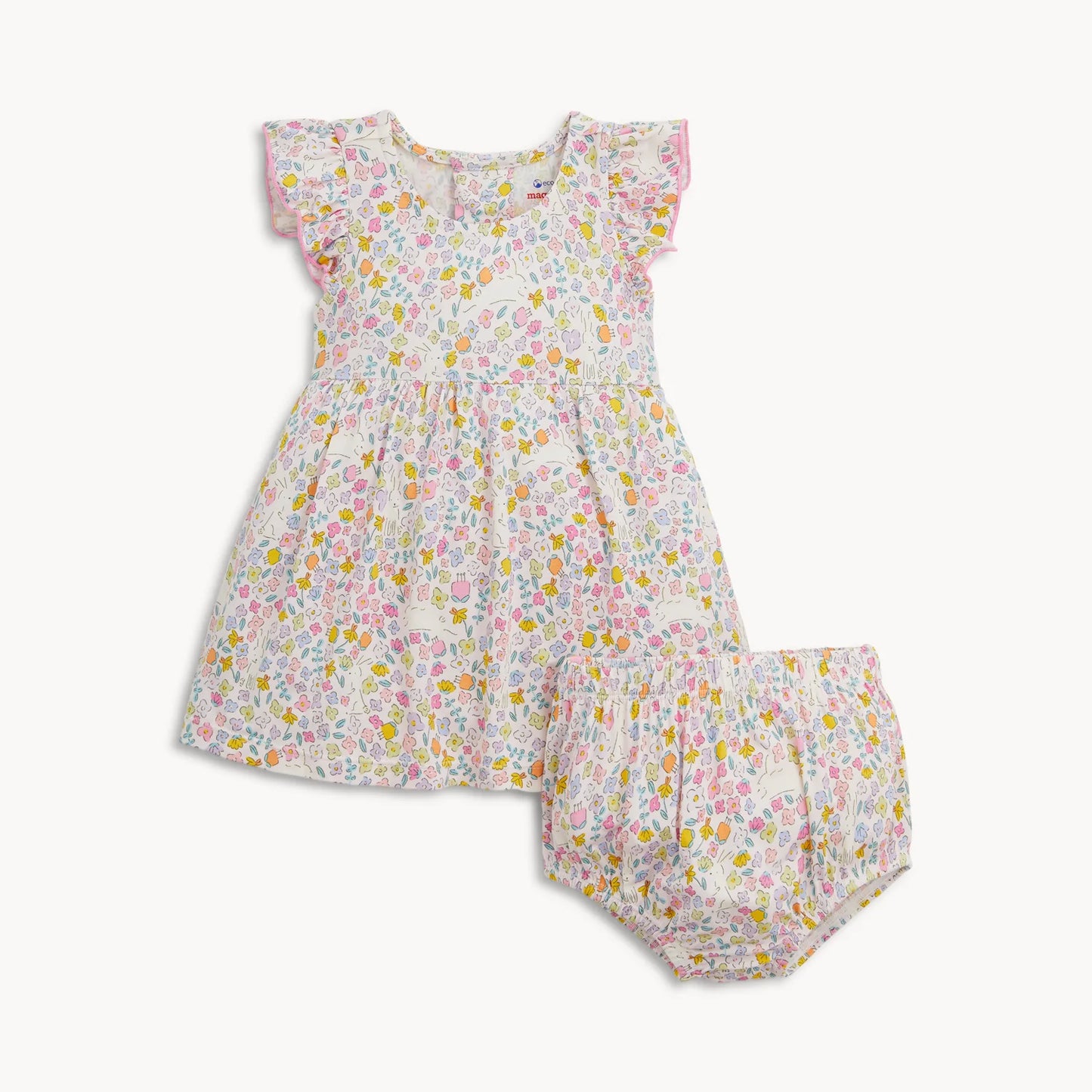 Magnetic Me Modal Dress & Diaper Cover Set-Bunny Blossom