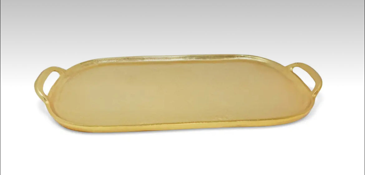 Classic Touch Decor Simple Oval Serving Tray with Handles