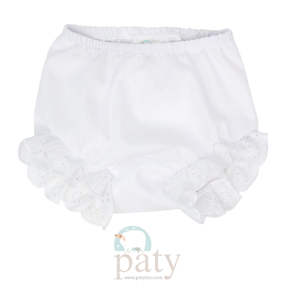 Paty Double Seat Diaper Cover with Eyelet-White