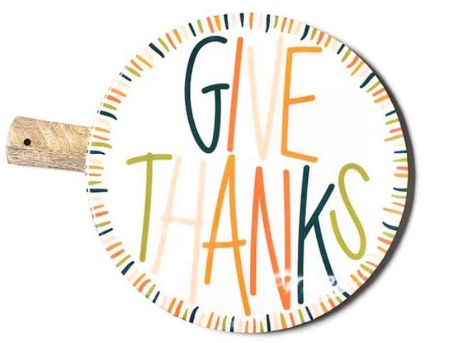 Coton Colors Give Thanks Dusk Mango Wood Medium Round Board