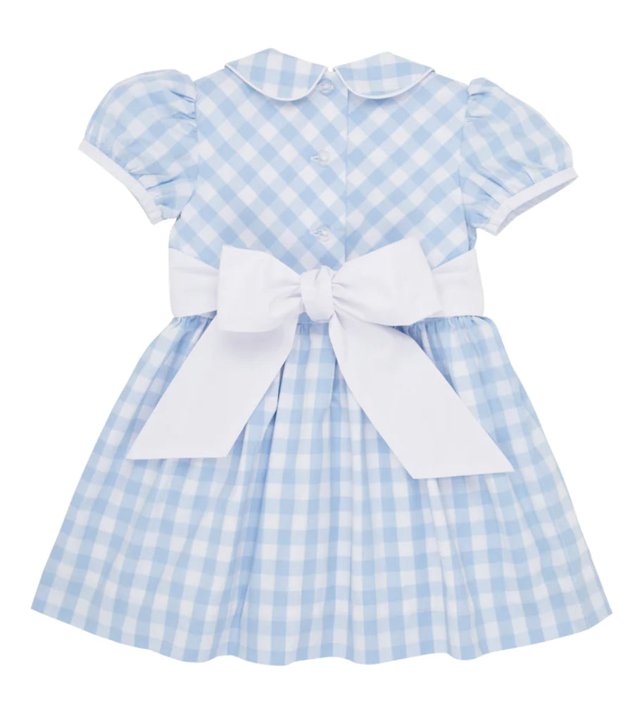Beaufort Bonnet Cindy Lou Sash Dress-Beale Street Blue Check With Worth Avenue White