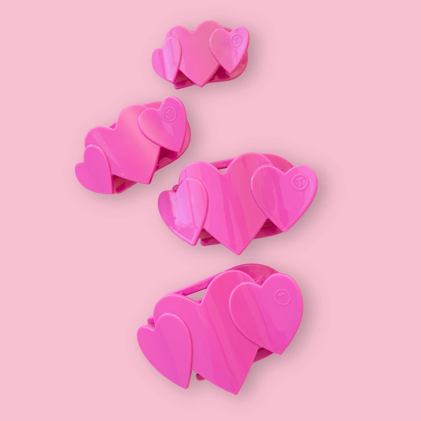 Teleties Medium Flat Hair Clip-Pink Heart to Heart