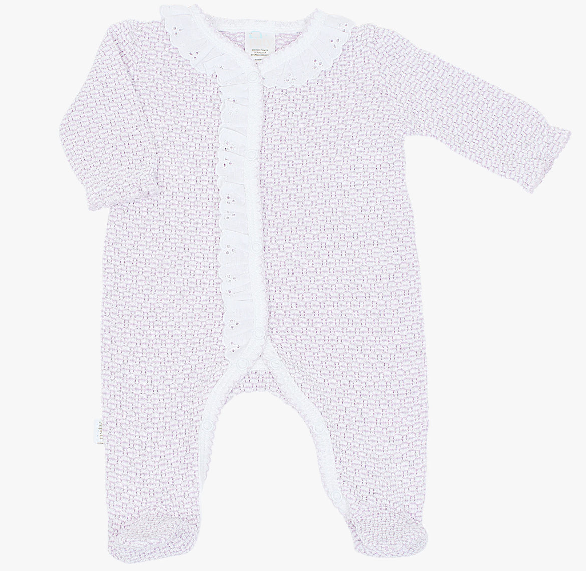 Paty Knit Footie With Eyelet-Lavender