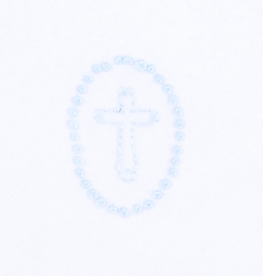 Magnolia Baby Blessed Embroidered Bubble-Blue (6 months)