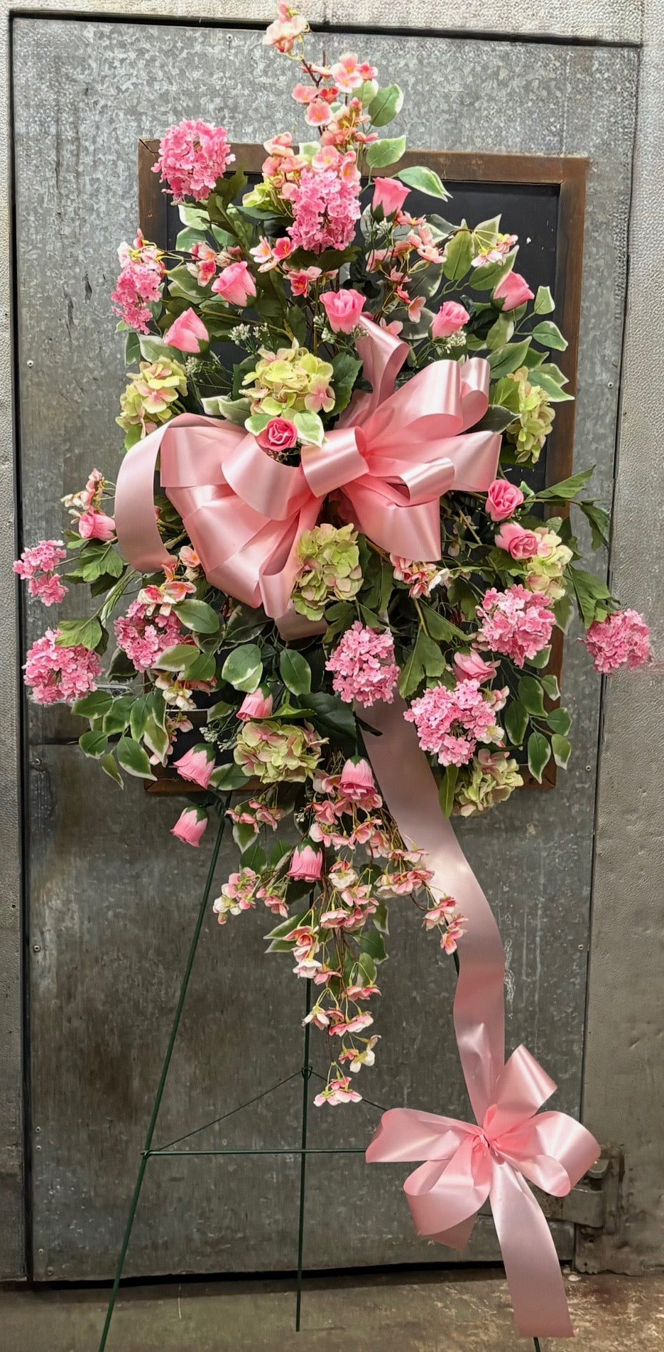 Pink & Green Silk Spray