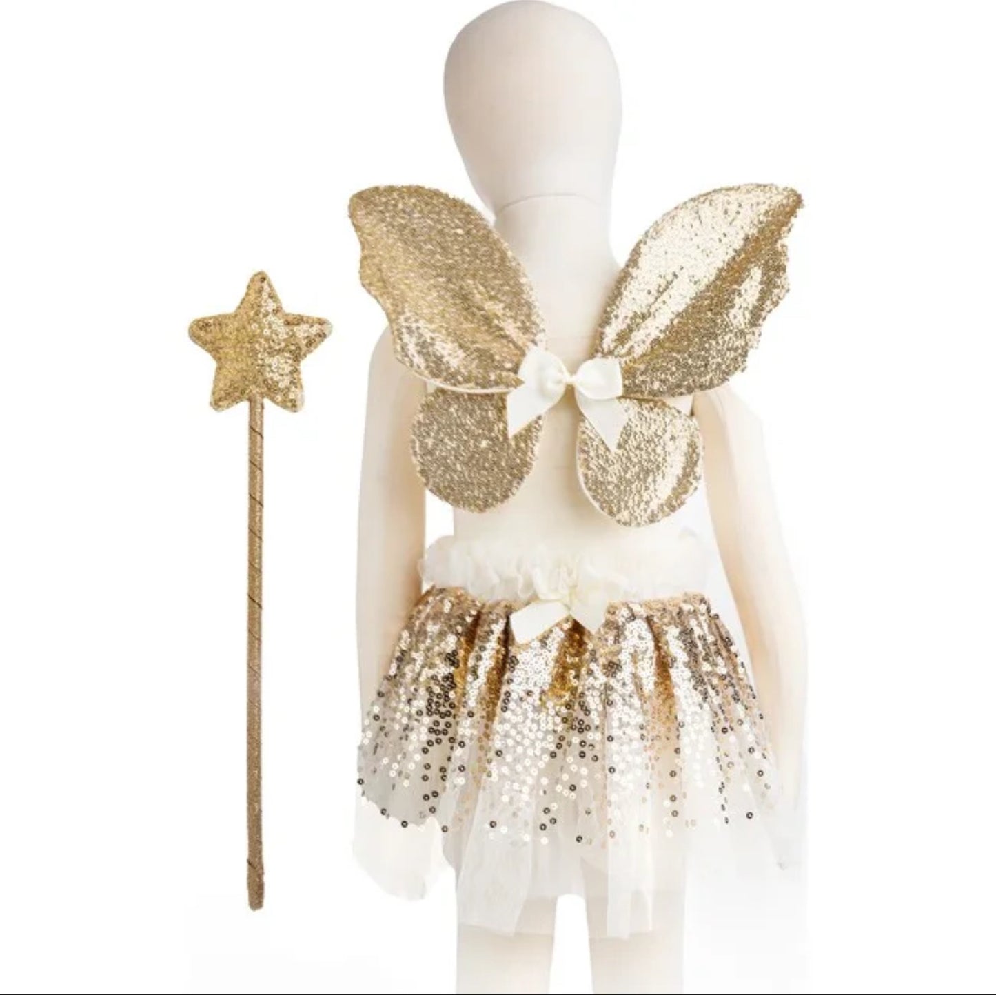 Great Pretenders Gracious Gold Sequins Skirt, Wings & Wand (Size 4-6)