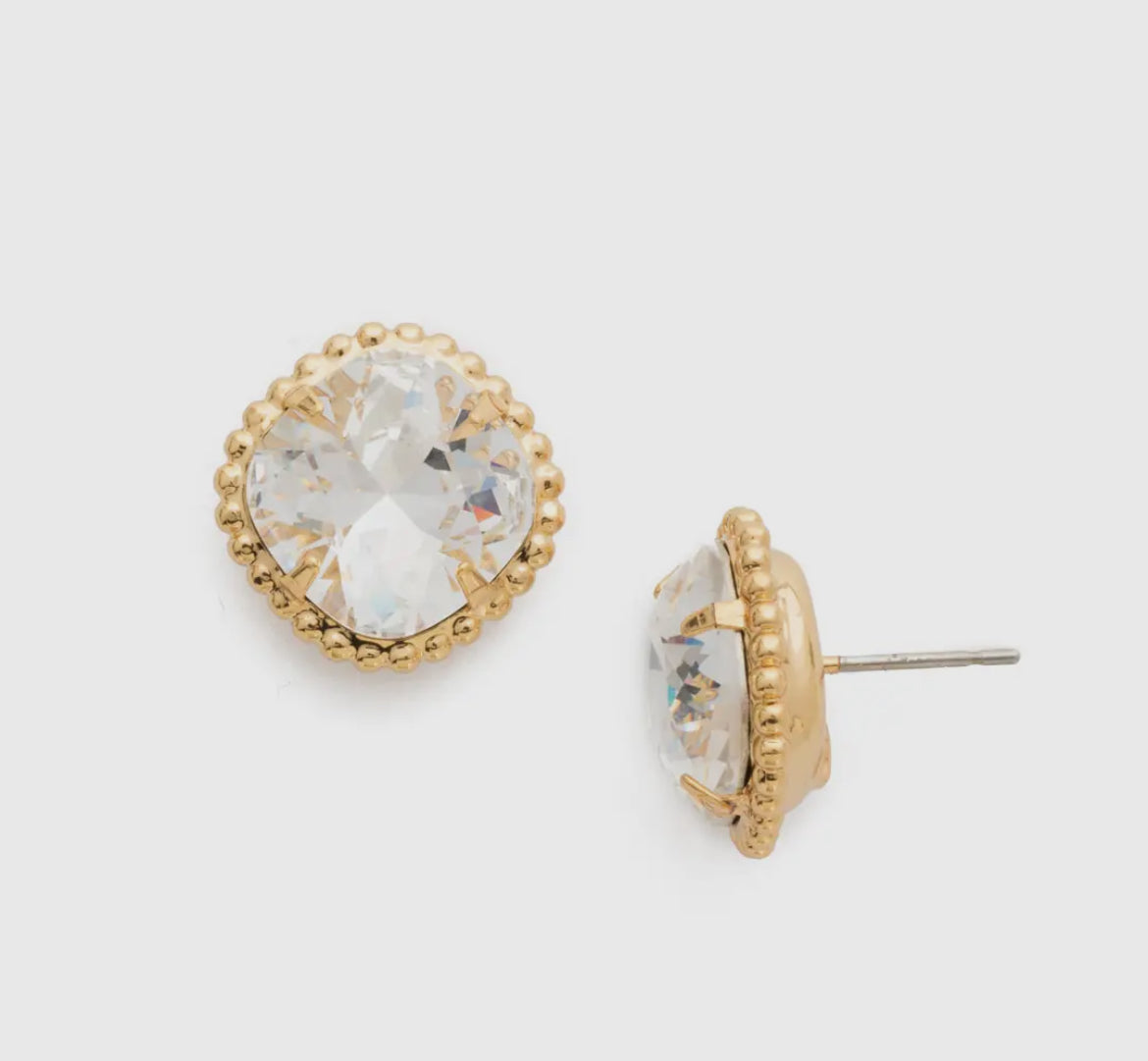Sorrelli Cushion-Cut Solitaire Stud Earrings-Clear