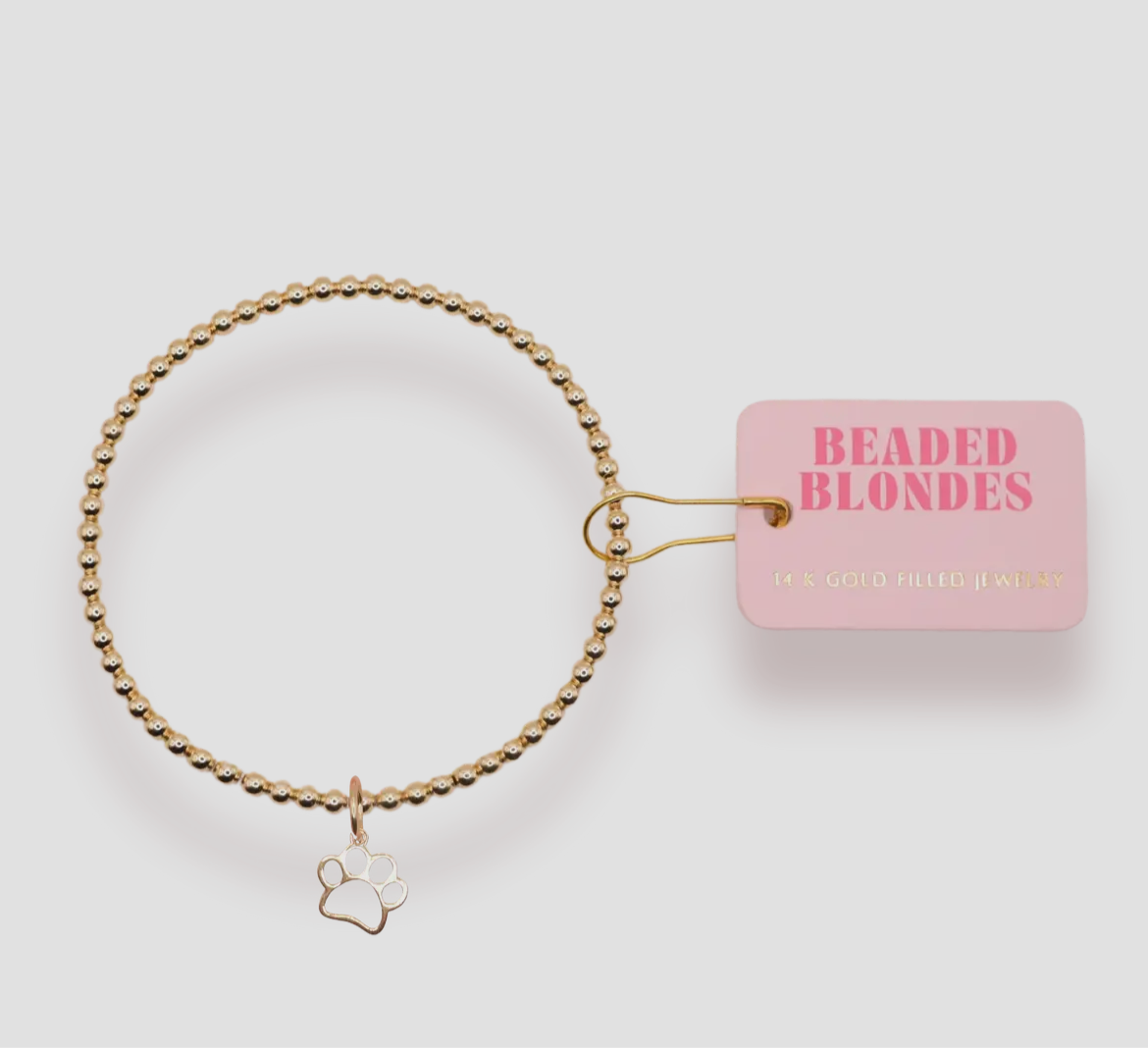 Beaded Blondes Gold Paw Charm Bracelet-Standard
