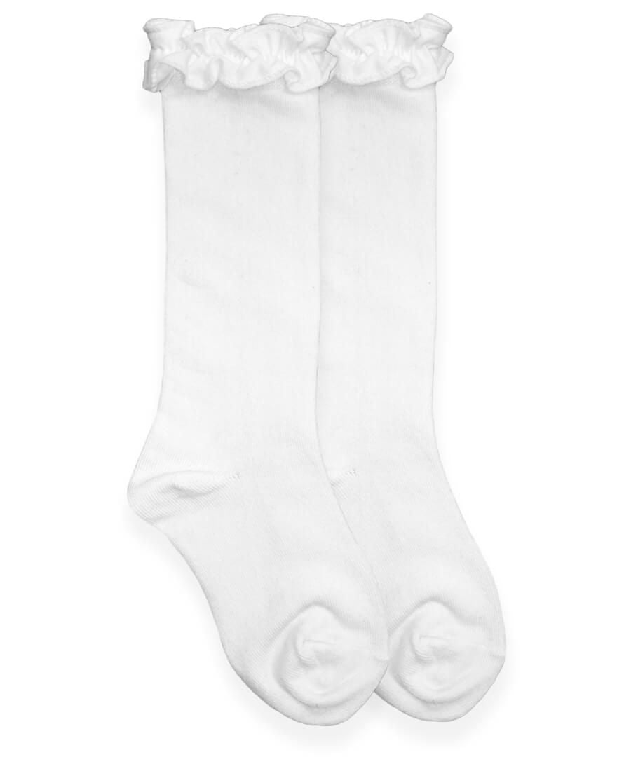 Jefferies Socks School Uniform Ruffle Knee High Socks (XS)