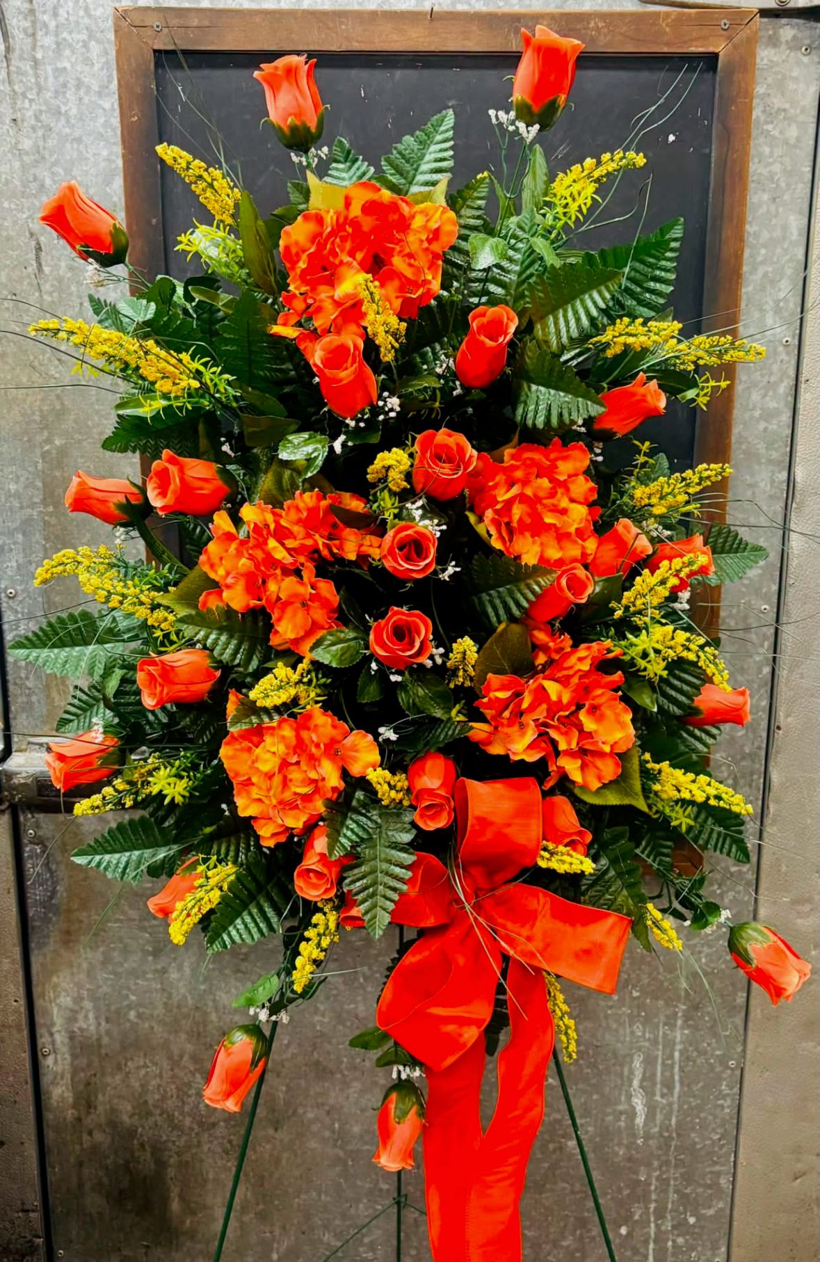 Orange Silk Rose Spray