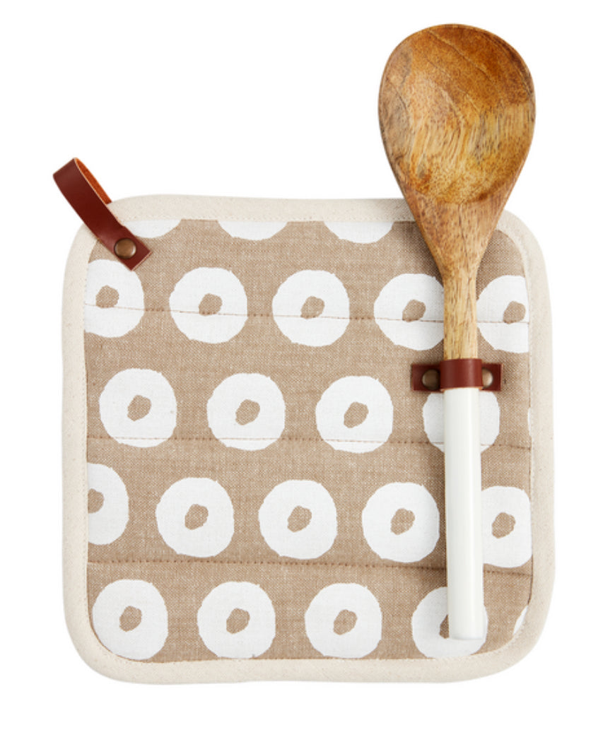 Mudpie Chambray Pot Holder Spoon Set