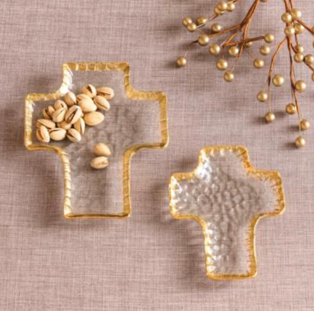 Mudpie Gold Glass Cross Nested Tidbit Trays