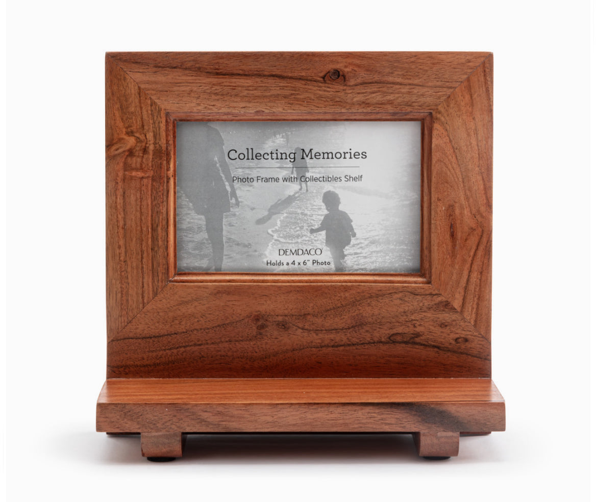 Demdaco Collecting Memories Acacia Mango Wood Frame with Shelf (4x6in)