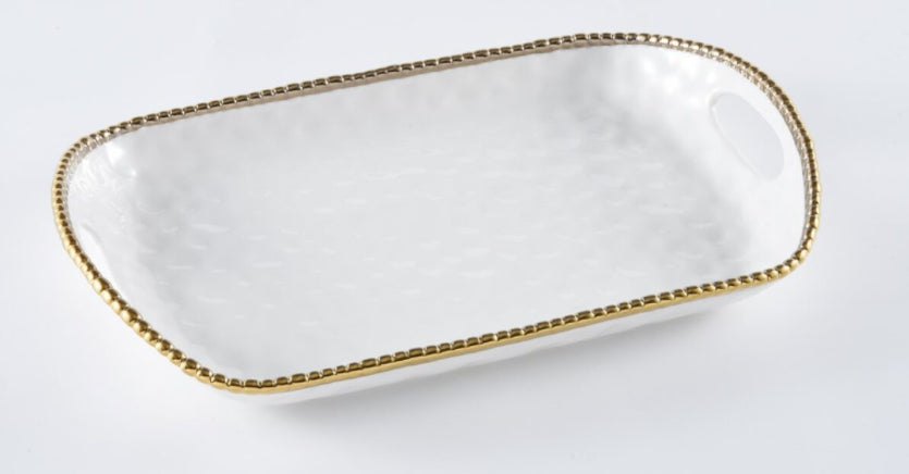 Pampa Bay Rectangular Tray with Handles-Golden Salerno