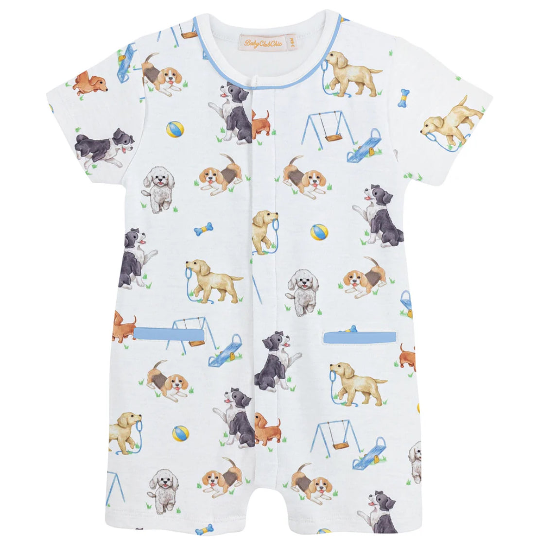 Baby Club Chic Doggie Park Printed Romper