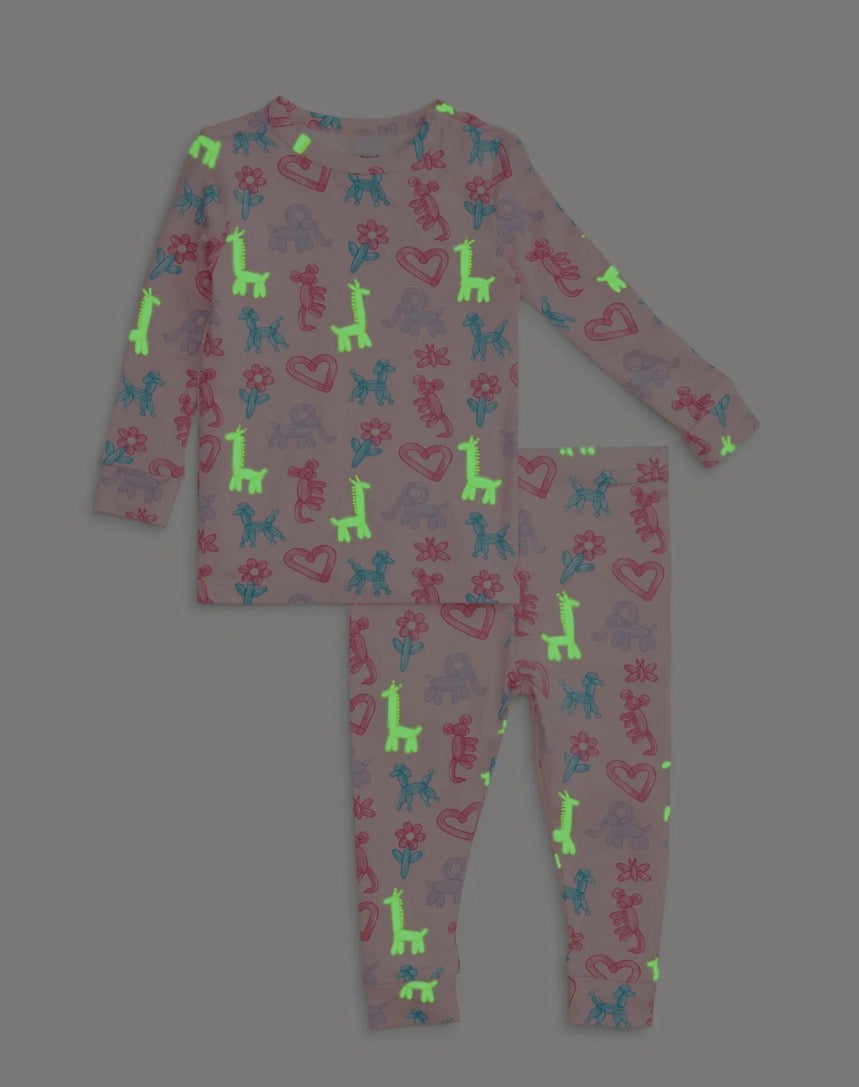 Magnetic Me Pink Party Animals Glow In The Dark Magentic Pajama Set
