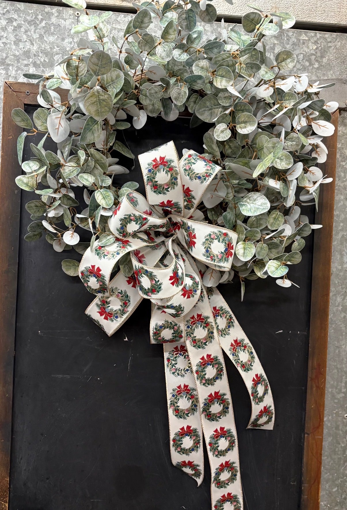 24” Shimmer Eucalyptus Wreath with Bow