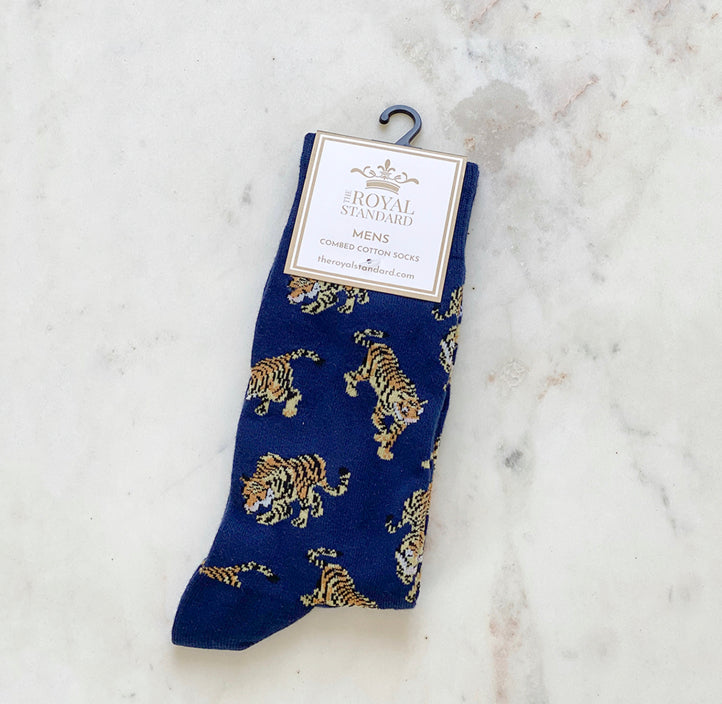 The Royal Standard Men’s Go Get ‘Em Tiger Navy Socks (One Size)