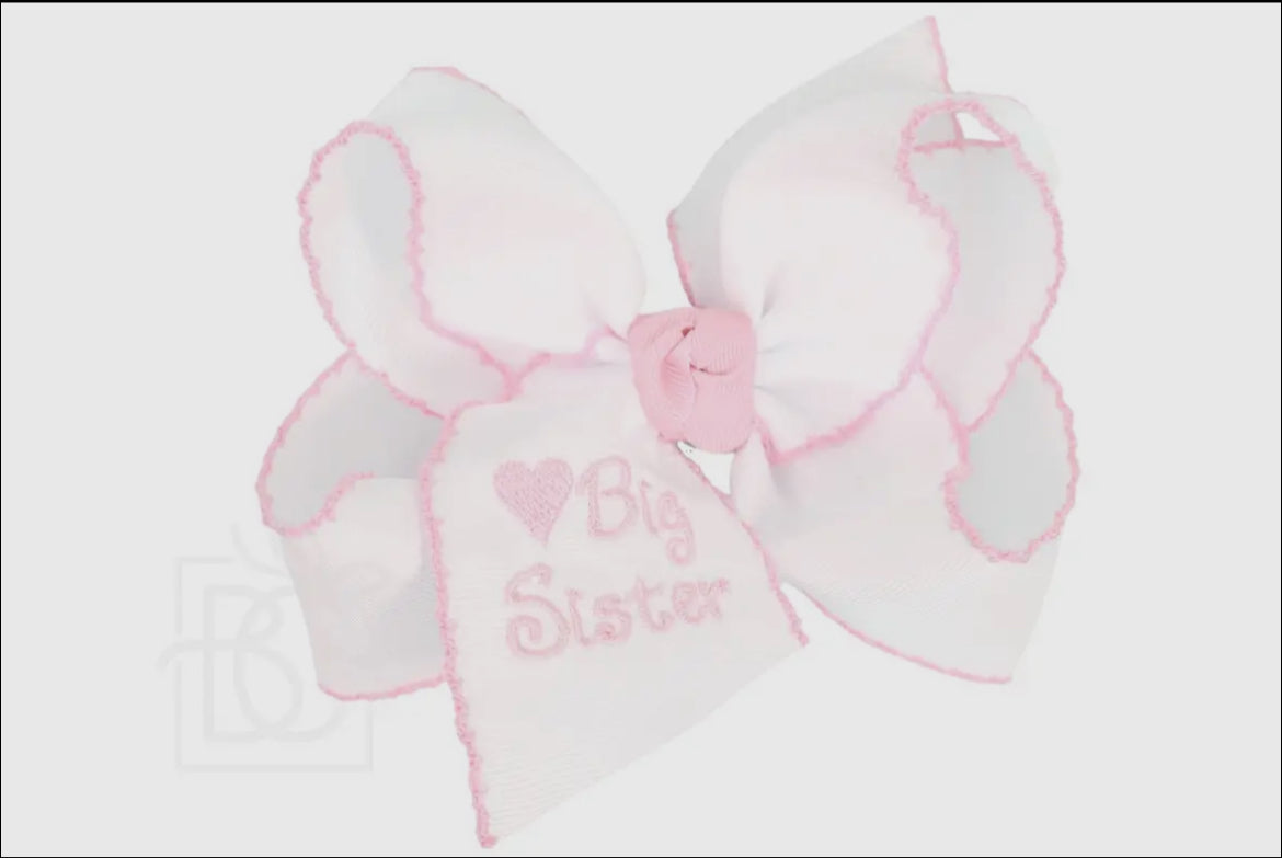 Beyond Creations Embroidered Big Sister Crochet Edge Bow