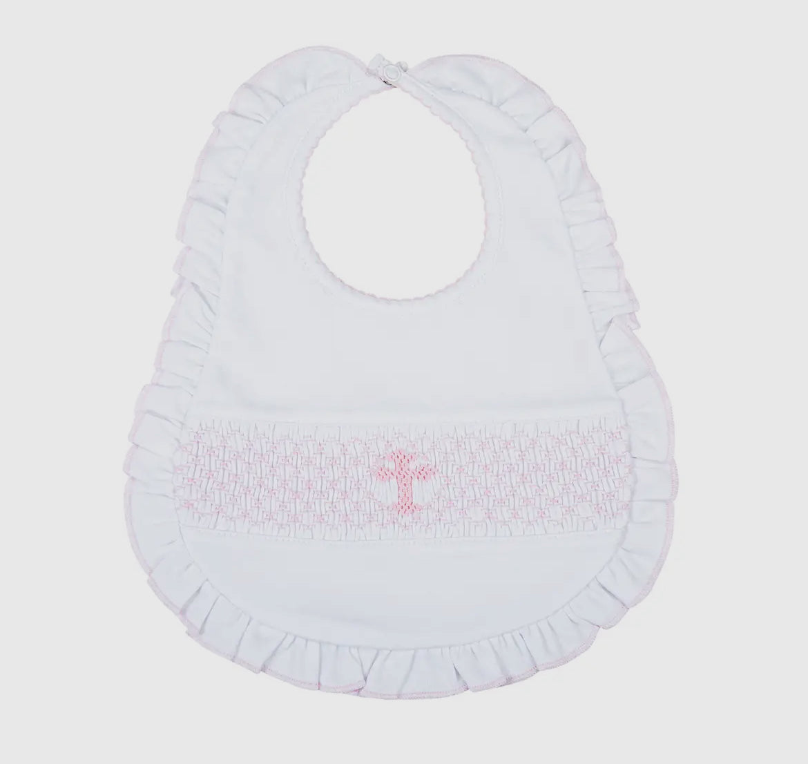 Magnolia Baby Blessed Smocked Ruffle Bib-Pink