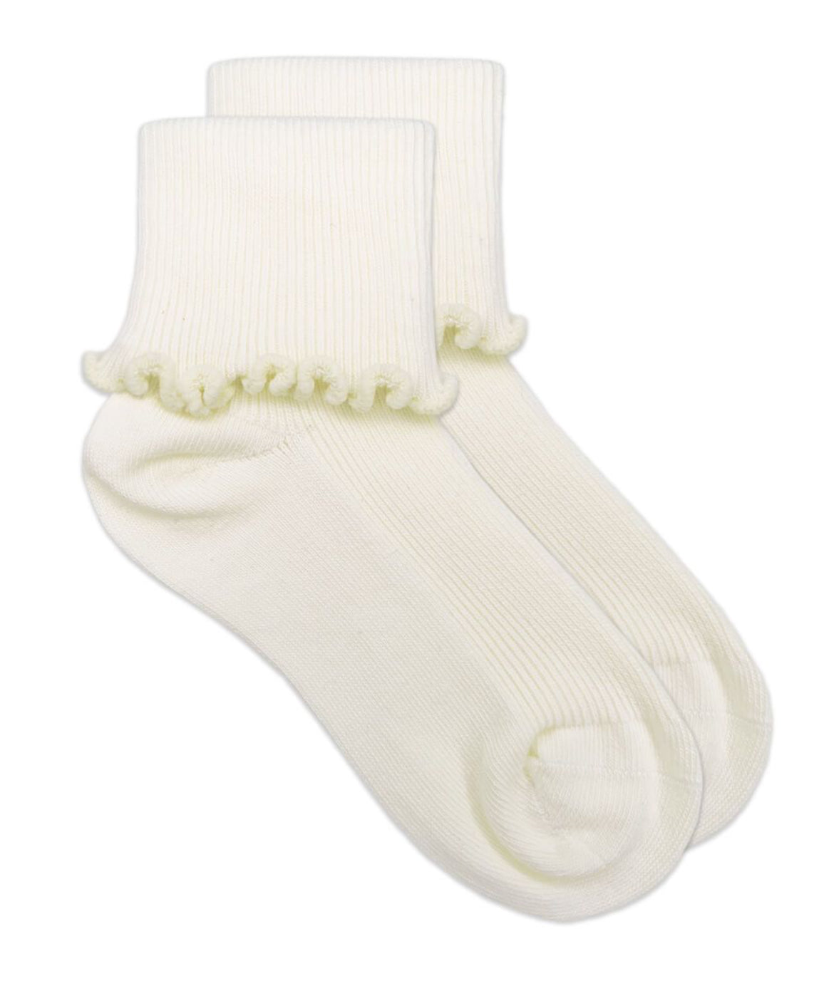 Jefferies Socks Seamless Ripple Edge Turn Cuff Crew Socks-Cream