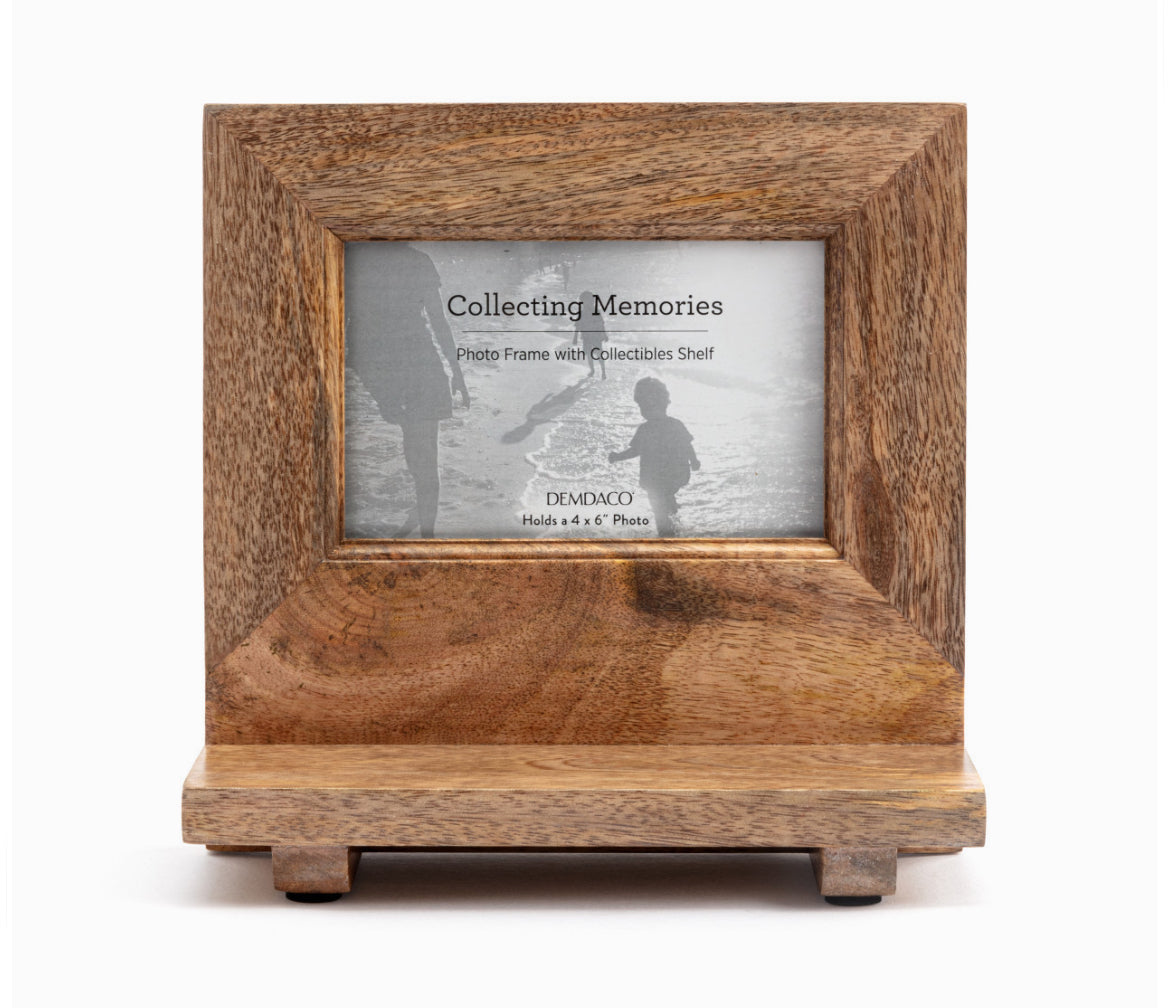 Demdaco Collecting Memories Natural Mango Wood Frame with Shelf (4x6in)