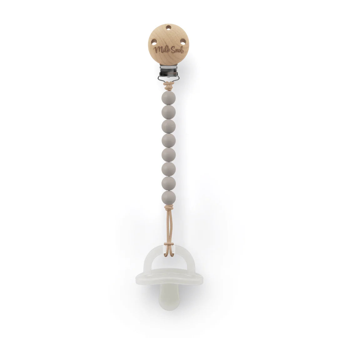 Milk Snob Beaded Pacifier Clip-Linen