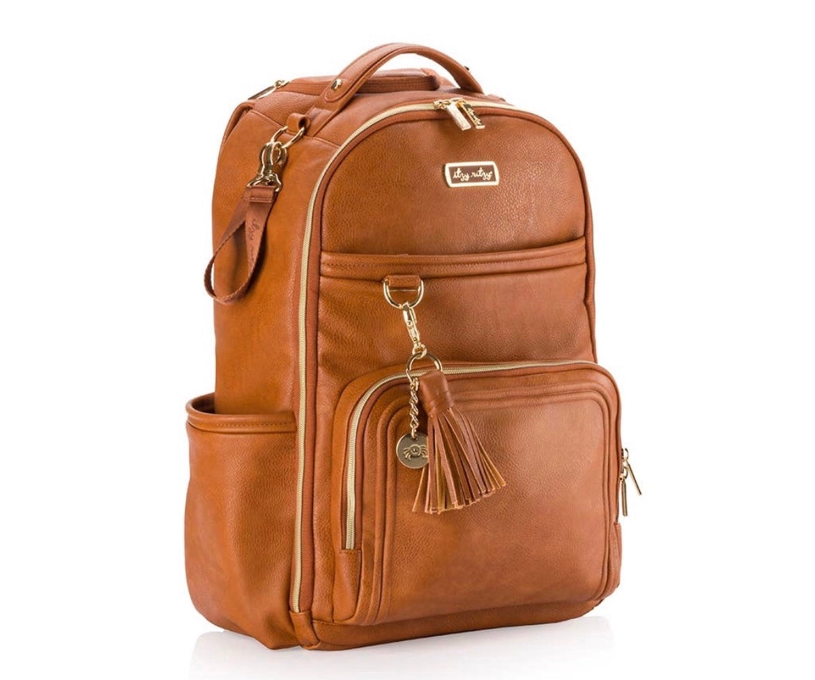 Itzy Ritzy Boss Plus Backpack Diaper Bag-Cognac