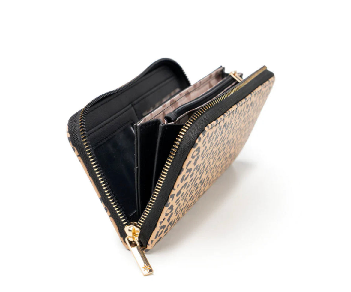 Kedzie Cheetah Zip Around Clutch Wallet