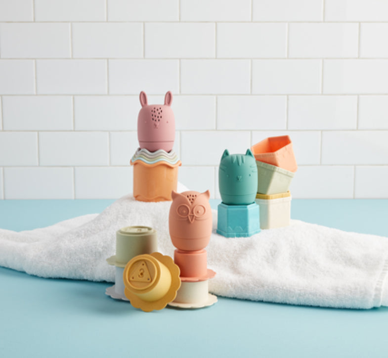 Mudpie Orange Stacking Cup Bath Set