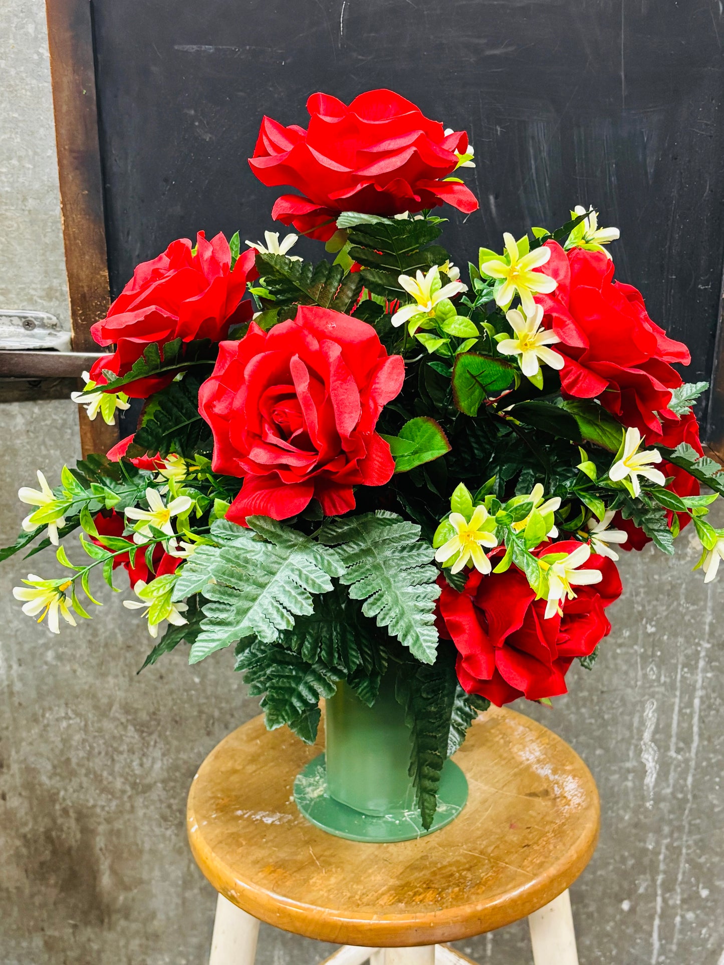 Red Garden Rose Silk Vase Insert