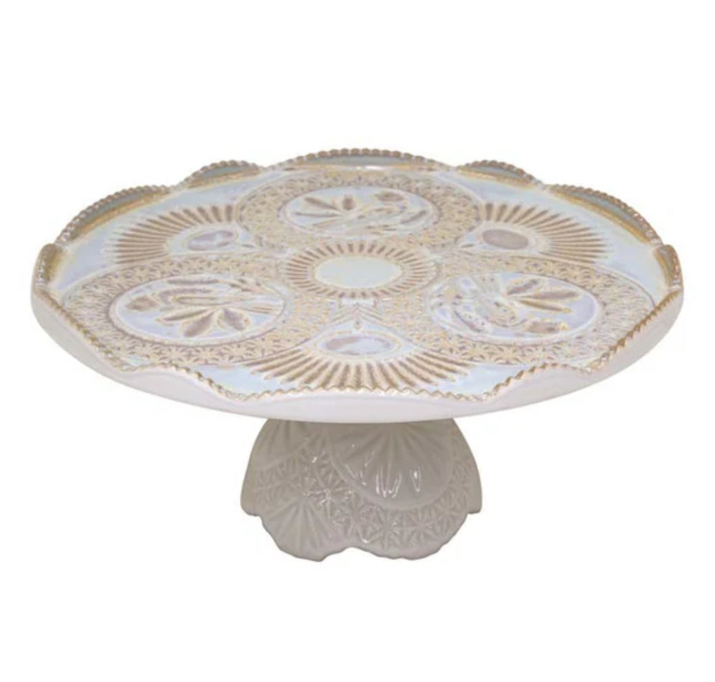 Costa Nova 12" Footed Plate-Cristal