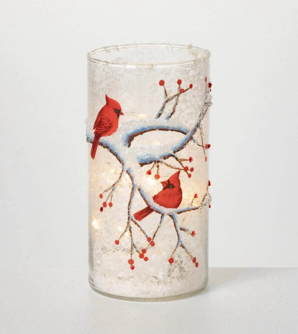 Sullivans Frosted Cardinal LED Lighted Cylinder