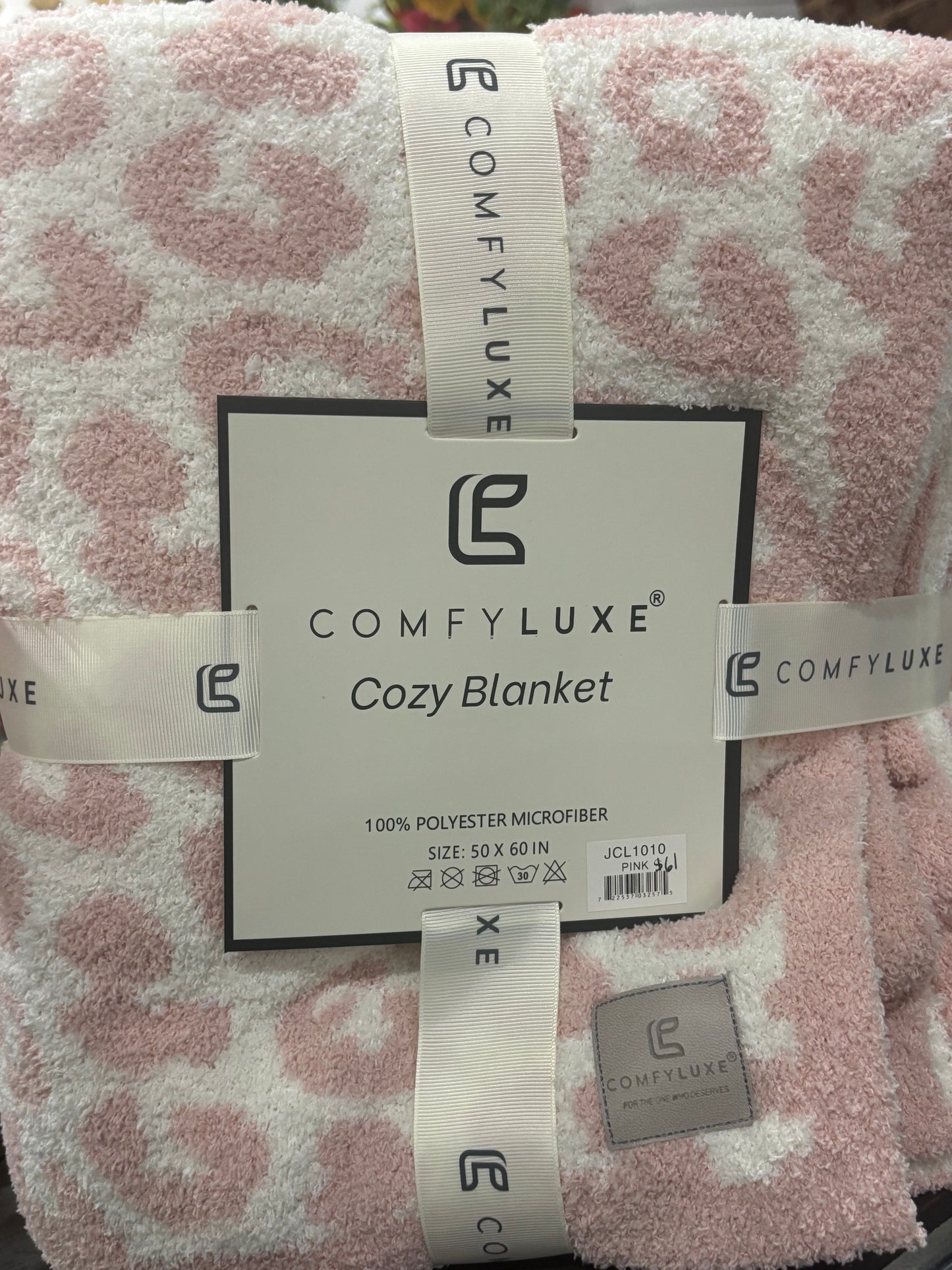 Comfy Luxe Cozy Blanket-Pink/White Cheetah