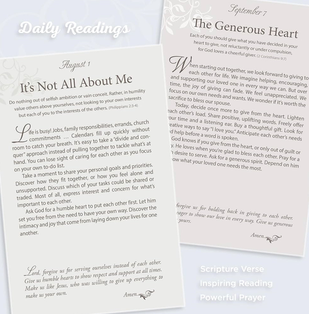 Christian Art Gifts Mr. and Mrs. 366 Devotions for Couples-White Faux Leather