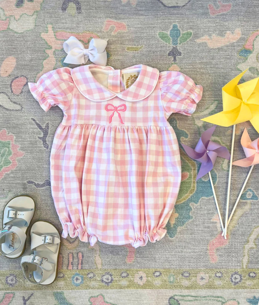 Beaufort Bonnet Britt Bubble-Palm Beach Pink Gingham With Worth Avenue White