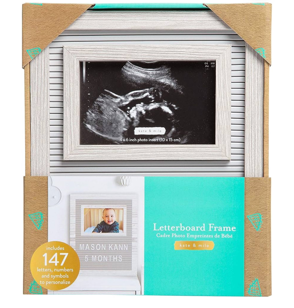 Kate & Milo Rustic Sonogram Letterboard Picture Frame