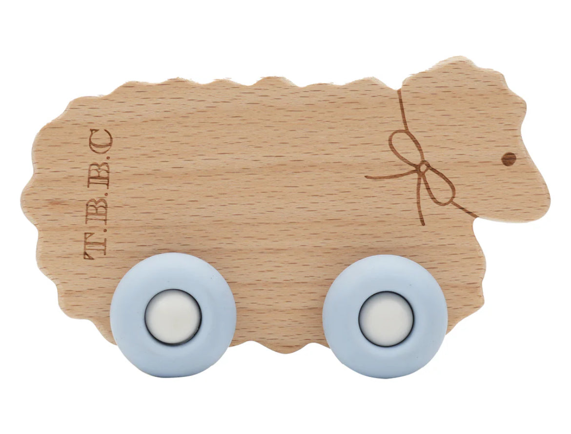 The Beaufort Bonnet Company Sheep w/ Blue Wheels Teether