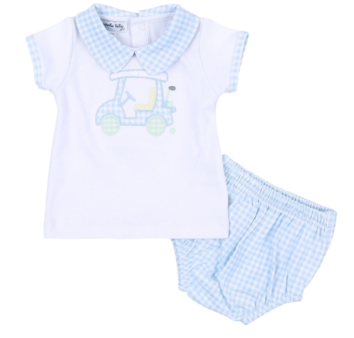 Magnolia Baby Little Caddie Applique Collared Diaper Cover Set (9 months)
