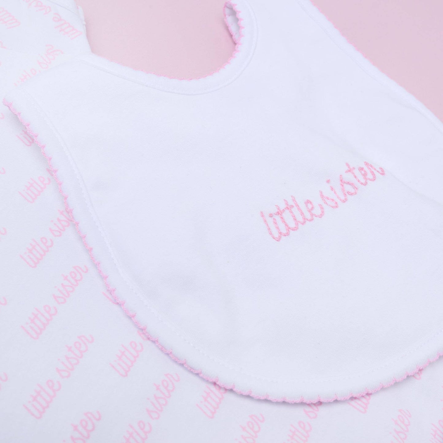 Magnolia Baby Little Sister Embroidered Bib