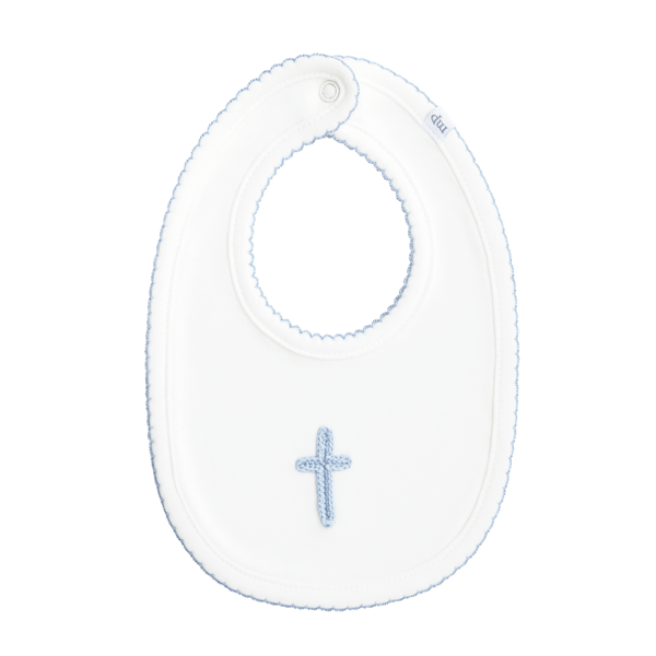 Mudpie Blue Crochet Cross Bib