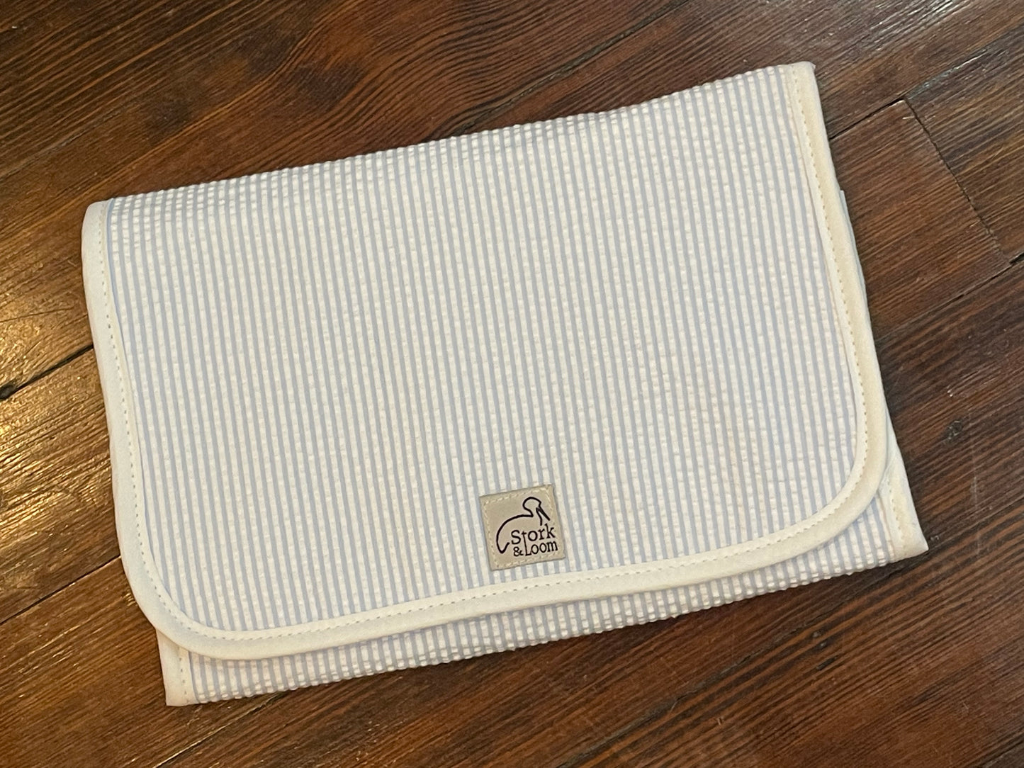 Stork & Loom Blue Seersucker Burping Cloth