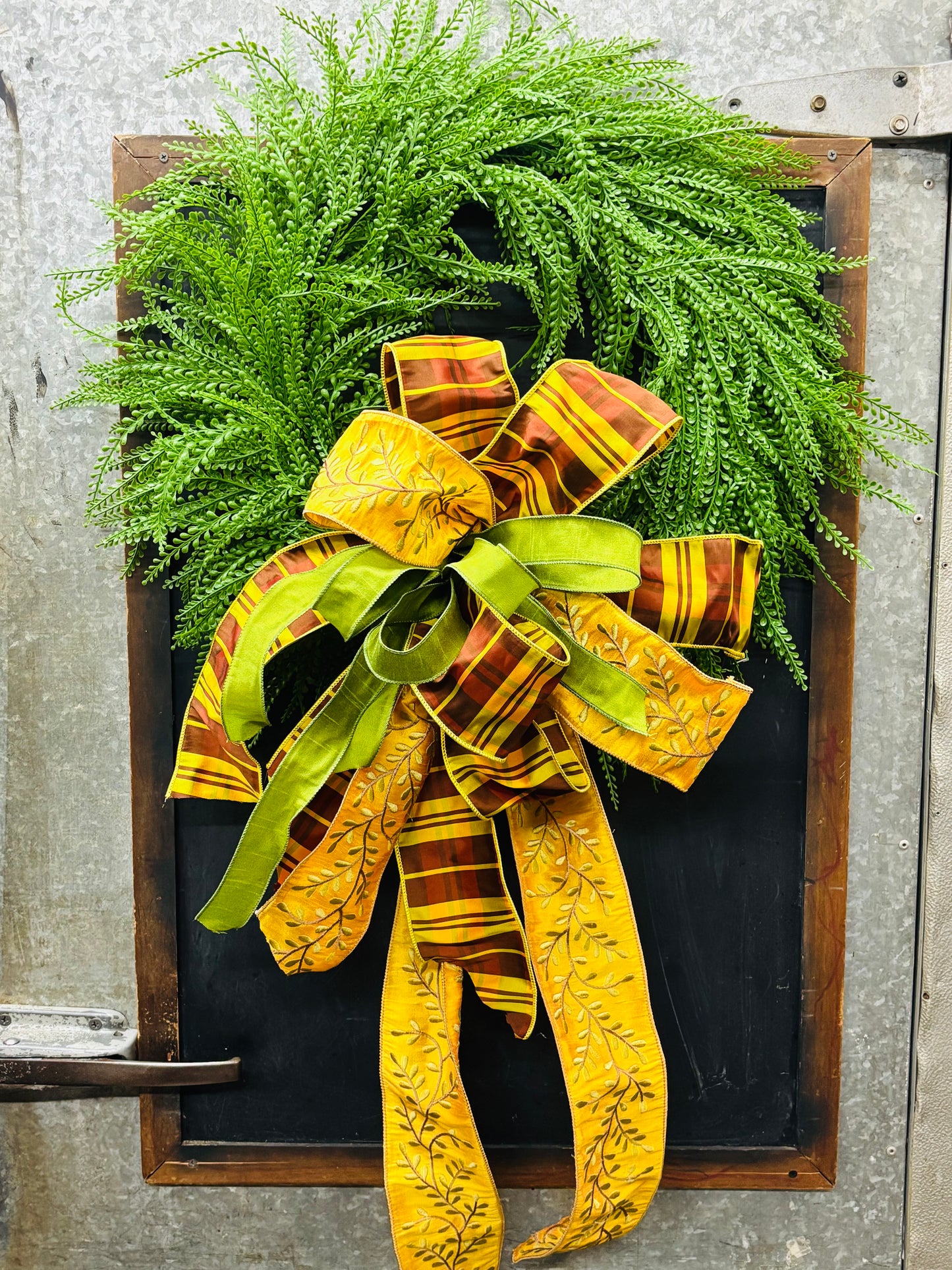 Bead Grass Wreath with Elegant Fall Bow