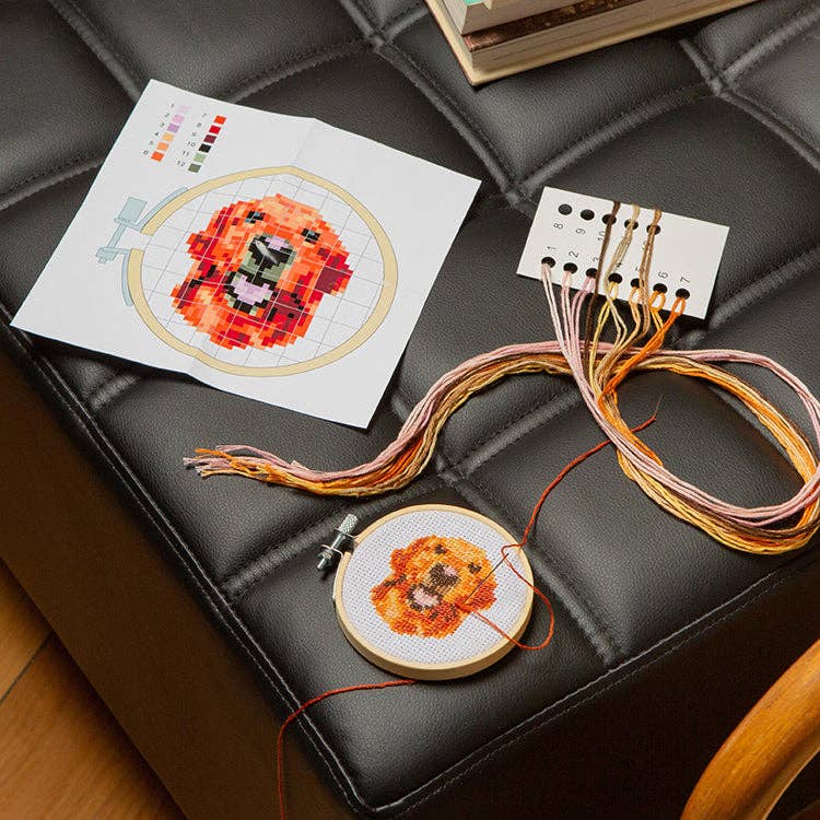 Kikkerland Mini Cross Embroidery Kit-Dog