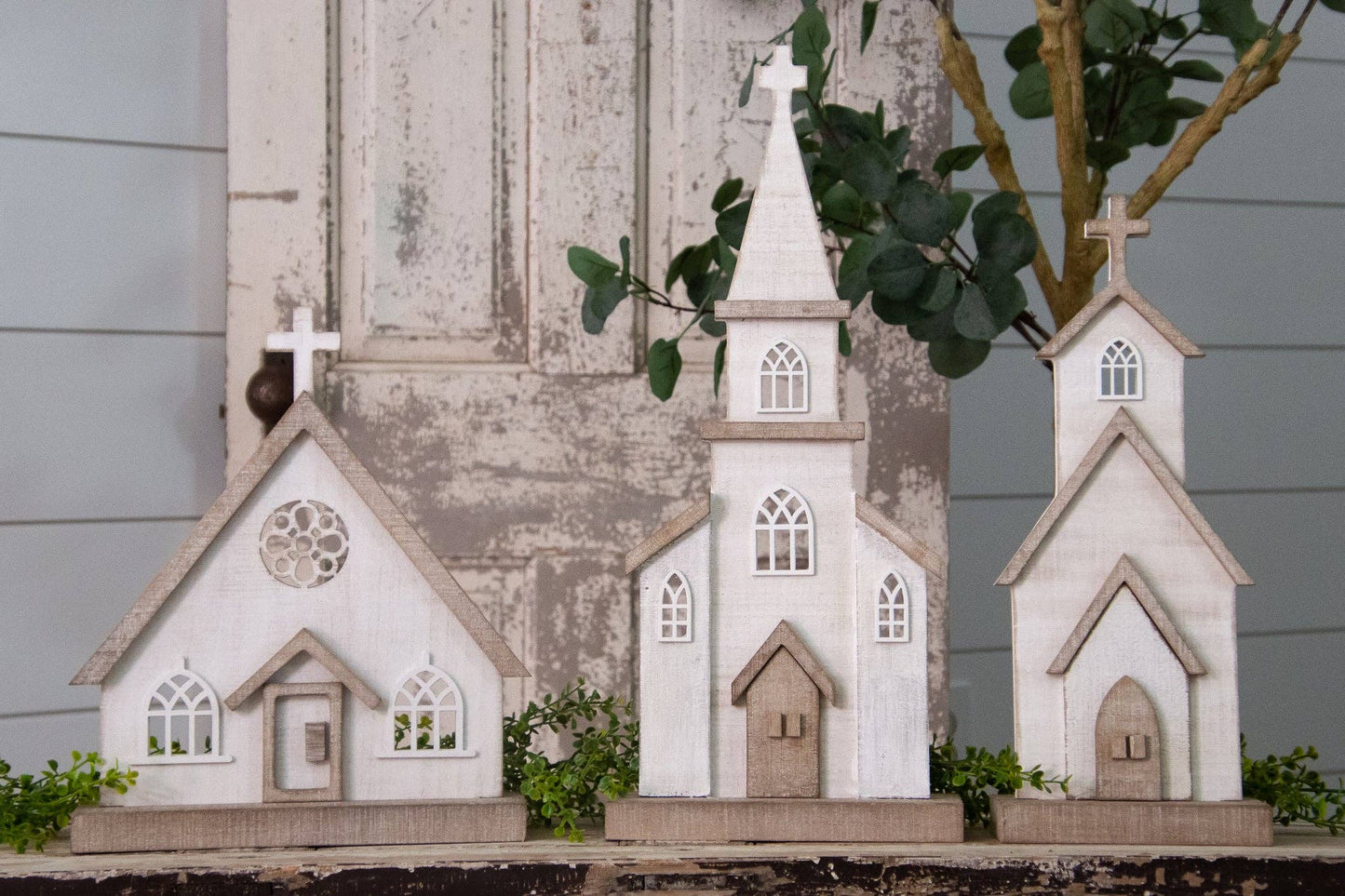 Audrey’s Home & Gifts Whitewashed Wooden Church Figures(assorted styles sold individually)
