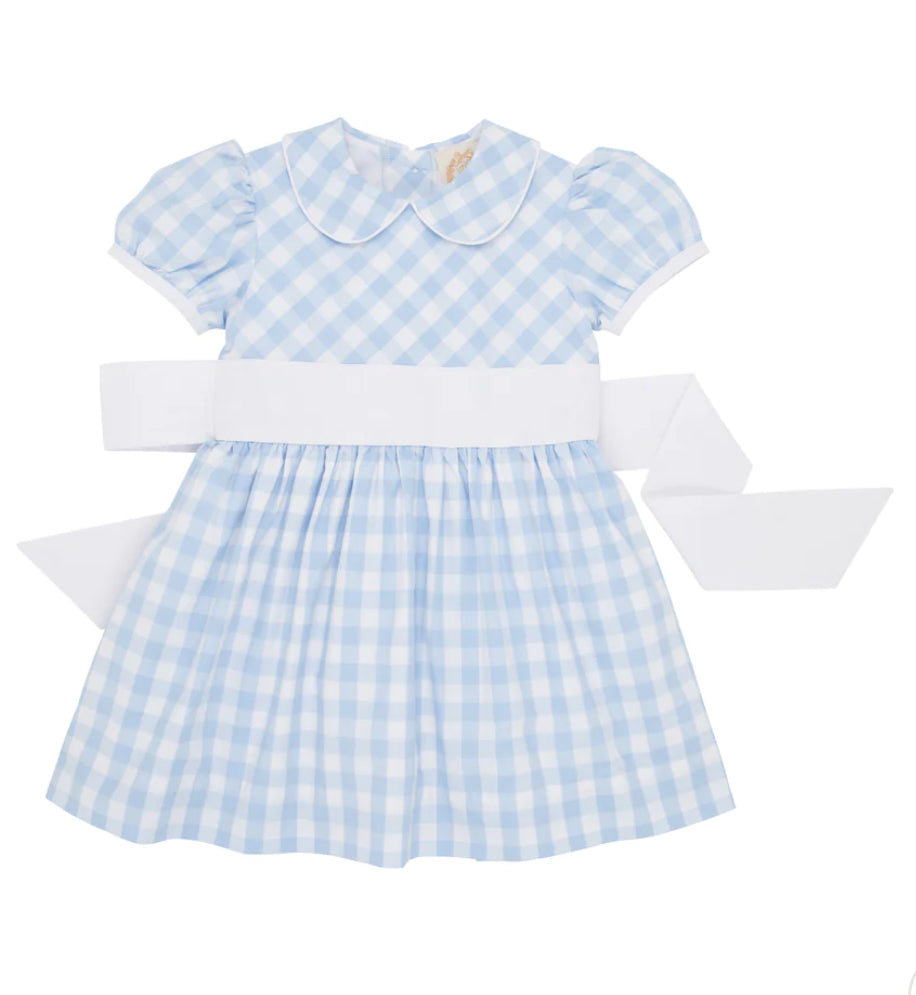 Beaufort Bonnet Cindy Lou Sash Dress-Beale Street Blue Check With Worth Avenue White